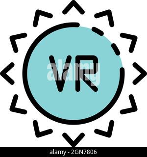 Vr solar sun icon. Outline vr solar sun vector icon color flat isolated Stock Vector