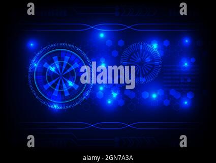 graphics design circle style cog glow abstract background blue color tone concept technology futuristic vector illustration Stock Vector