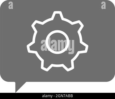 Message with gear wheel, faq, technical assistance flat color icon
