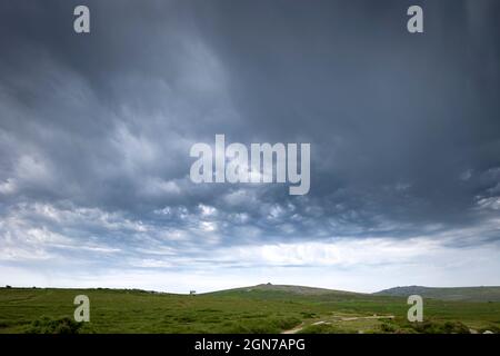Open dark stormy sky Dartmoor near Tavistock Devon England Stock Photo