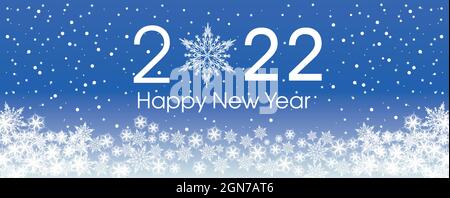 2022 Happy New Year card template. Design patern snowflakes white and classic blue color. Stock Vector