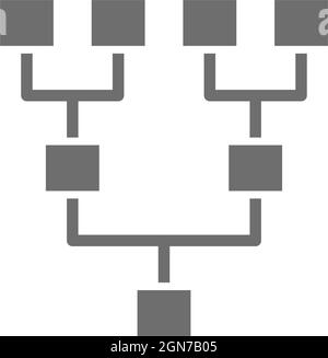 Hierarchical chart, player layout grey icon. Isolated on white background Stock Vector