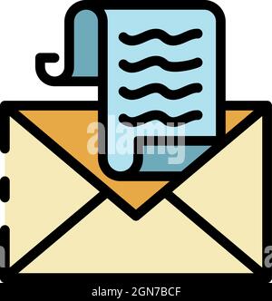 Tax email icon. Outline tax email vector icon color flat isolated Stock Vector