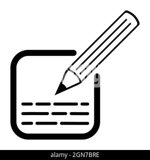 Icon edit write text entry with pencil square box. Stock Vector