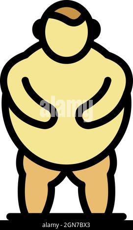 Man obesity icon. Outline man obesity vector icon color flat isolated Stock Vector