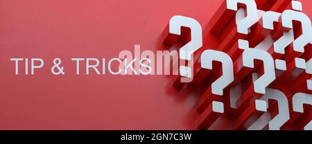 Tips & Tricks question marks concept.3 d illustration. Stock Photo