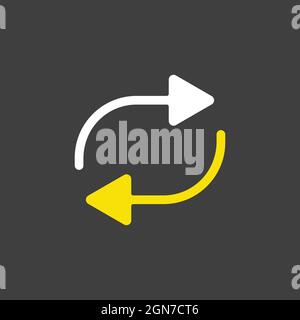 Repeat button vector glyph icon on dark background. Music sign. Graph symbol for music and sound web site and apps design, logo, app, UI Stock Vector