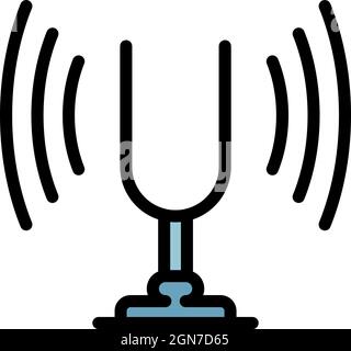 Tuning fork device icon. Outline tuning fork device vector icon color flat isolated Stock Vector
