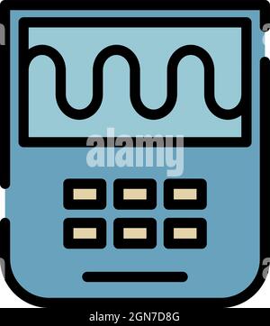 Scientific oscilloscope icon. Outline scientific oscilloscope vector icon color flat isolated Stock Vector