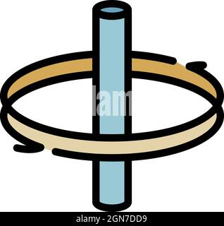 Rotation around axis icon. Outline rotation around axis vector icon color flat isolated Stock Vector