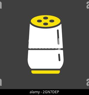 Smart home speaker with digital, virtual assistant vector glyph icon. Graph symbol for music and sound web site and apps design, logo, app, UI Stock Vector