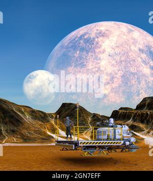 Mining on the moon, illustration Stock Photo - Alamy