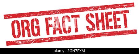 ORG FACT SHEET text on red grungy rectangle stamp sign. Stock Photo