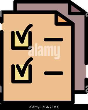 Check sheets icon. Outline check sheets vector icon color flat isolated Stock Vector