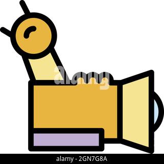 CCTV camera on the side icon. Outline CCTV camera on the side vector icon color flat isolated Stock Vector