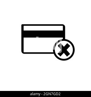 Card not allowed, credit card with cross sign isolated on white background Stock Vector