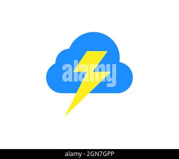 Cloud with thunderbolt isolated on white background Stock Vector