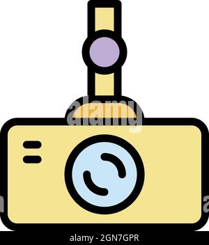 Car cam icon. Outline car cam vector icon color flat isolated Stock Vector