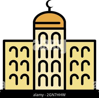 Islamic window flat color and line shape collection. Black and white ...