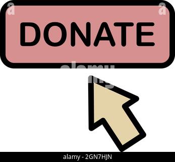 Donate button icon. Outline donate button vector icon color flat isolated Stock Vector