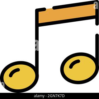 Single musical note icon. Outline single musical note vector icon color flat isolated Stock Vector