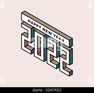 2022 New year isometric vector illustration art. Minimal 2022 vector Holiday decoration elements for design, postcard, greeting cards and invitations Stock Vector
