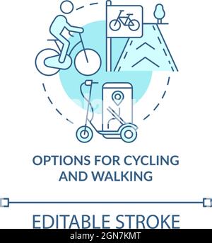 Options for cycling and walking concept icon Stock Vector