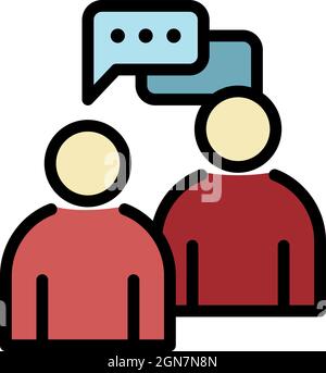 Communication of two people icon. Outline communication of two people vector icon color flat isolated Stock Vector
