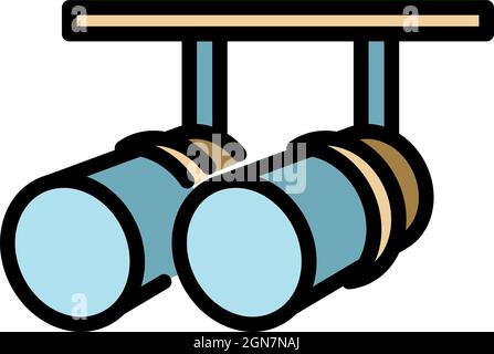 Two ceiling spotlights icon. Outline two ceiling spotlights vector icon color flat isolated Stock Vector