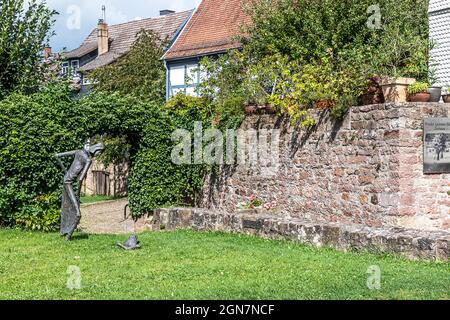 STEINAU AN DER STRASSE, GERMANY- SEPTEMBER 21, 2021: The front garden of the Birthplace of the Brothers Grimm.The Grimm family lived here 1791 - 1796. Stock Photo