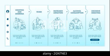 Dehydration causes blue gradient onboarding vector template Stock Vector