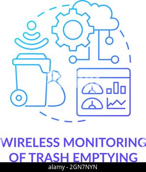 Wireless monitoring system of trash emptying concept icon Stock Vector