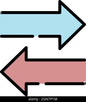 Arrows left and right icon. Outline arrows left and right vector icon color flat isolated Stock Vector