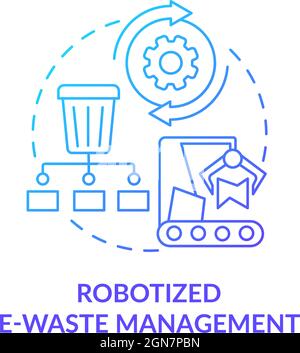 Robotized e-waste management solution concept icon Stock Vector