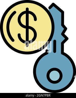 Lease key icon. Outline lease key vector icon color flat isolated Stock Vector