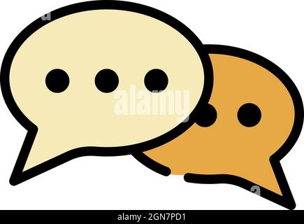 Chat bubbles icon. Outline chat bubbles vector icon color flat isolated Stock Vector