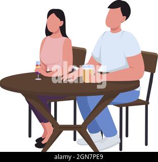 Couple at bar semi flat color vector characters Stock Vector