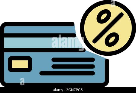Leasing credit card icon. Outline leasing credit card vector icon color flat isolated Stock Vector