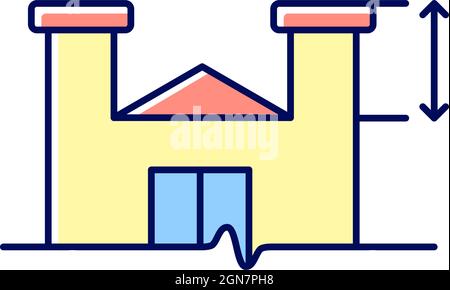 Parapet walls minimum height RGB color icon Stock Vector