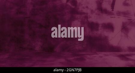 Old shabby concrete wall texture with cracked purple concrete studio wall. Abstract grunge background. Product presentation. Stock Photo