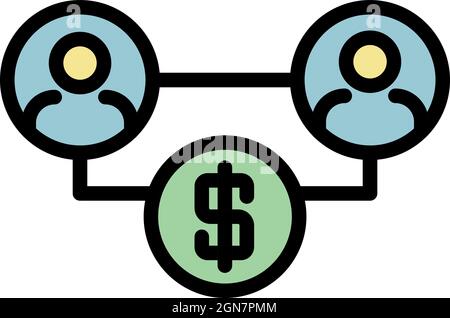 Leasing money people connection icon. Outline leasing money people connection vector icon color flat isolated Stock Vector