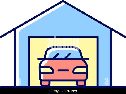 Parking space nearby RGB color icon Stock Vector