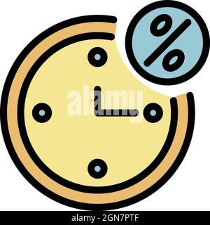 Time of lease payment icon. Outline time of lease payment vector icon color flat isolated Stock Vector
