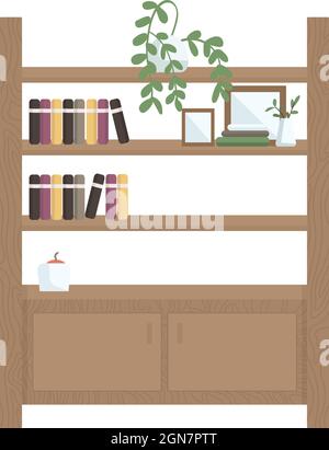 Modern bookshelf semi flat color vector object Stock Vector