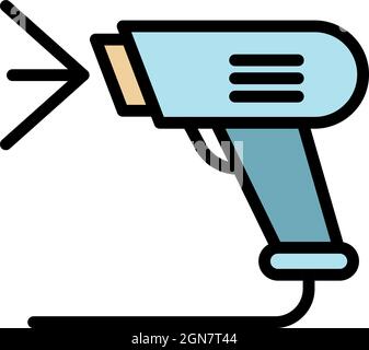 Optical barcode scanner icon. Outline optical barcode scanner vector icon color flat isolated Stock Vector
