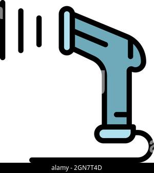 Data barcode scanner icon. Outline data barcode scanner vector icon color flat isolated Stock Vector
