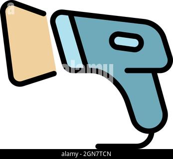 Warehouse barcode scanner icon. Outline warehouse barcode scanner vector icon color flat isolated Stock Vector
