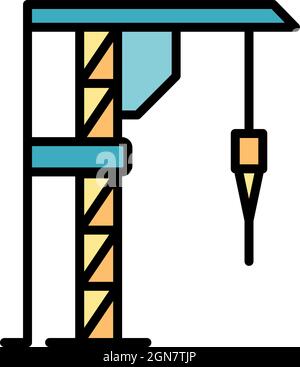 Modern drill crane icon. Outline modern drill crane vector icon color flat isolated Stock Vector