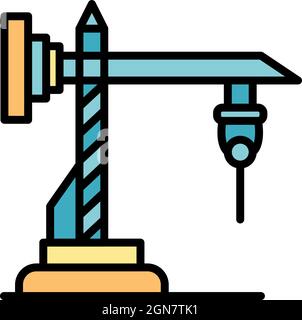 Drill crane icon. Outline drill crane vector icon color flat isolated Stock Vector