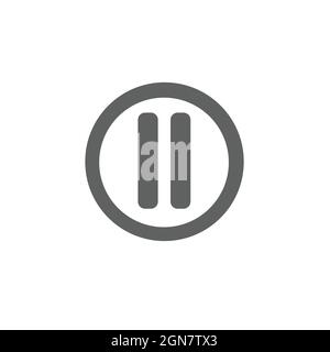 Music pause icon isolated on white background, pause button Stock Vector